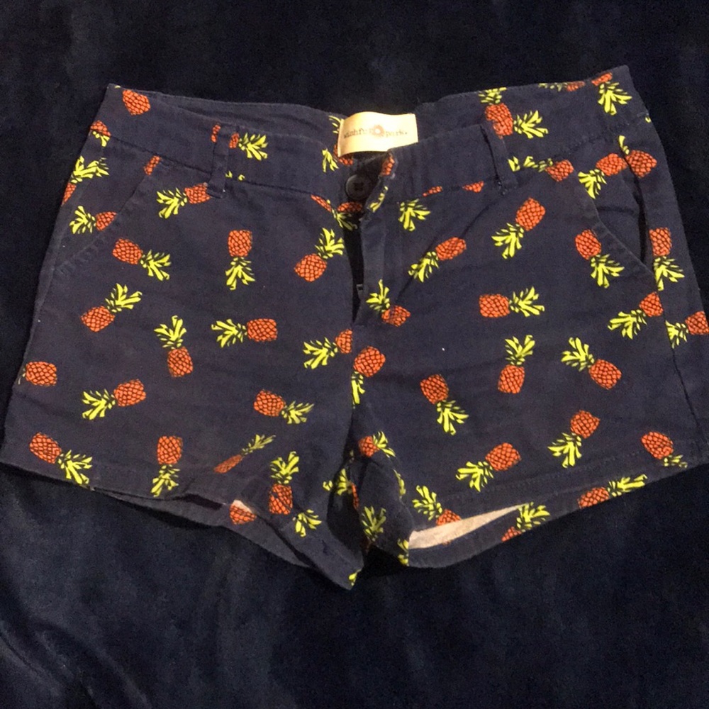 Super Cute Dark Blue Pineapple Print Summer Shorts